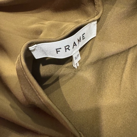 FRAME slip dress silk denim olive green dress with spaghetti straps - Picture 10 of 11